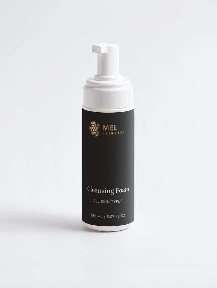 Mel Skincare Cleansing Foam in a 150 ml bottle with a white foaming pump