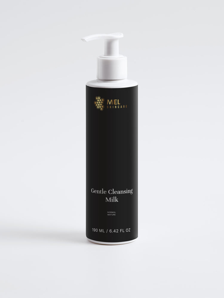 Mel Skincare Gentle Cleansing Milk in a 190 ml bottle with a white pump